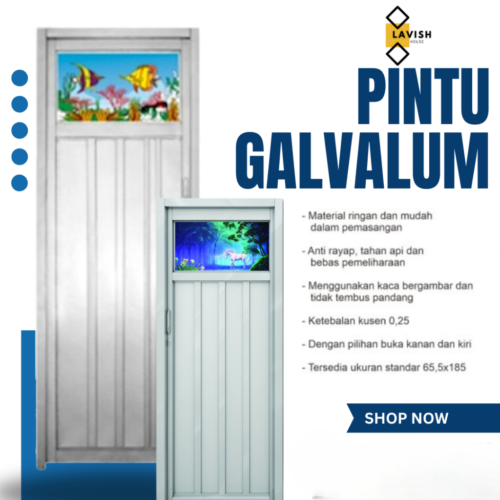 PINTU GALVALUM, PINTU KAMAR MANDI GALVALUM SILVER PINTU 0,25 GALVALUM