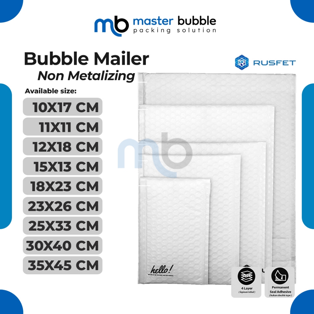 Amplop Envelope Bubble Mailer Putih Matte / Security Bag Mailer - Rusfet Harga Ecer Satuan