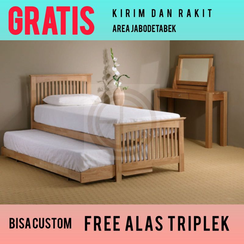 dipan furniture anak jati jari jari kayu minimalis sorong 120x200