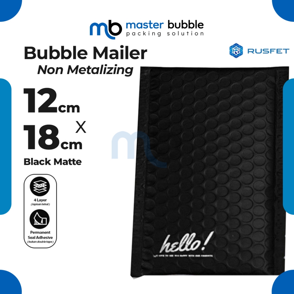 

Amplop Envelope Bubble Mailer Hitam 12 x 18 cm / Security Bag Mailer - Rusfet Harga Ecer Satuan