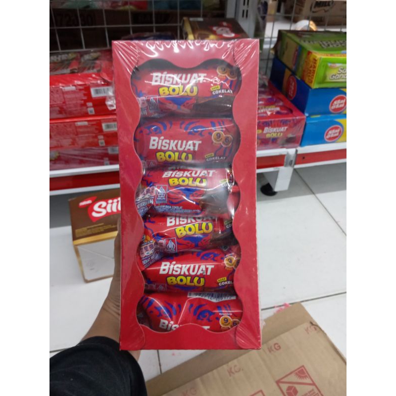 

Biskuat Bolu dengan krim coklat isi 12pcs