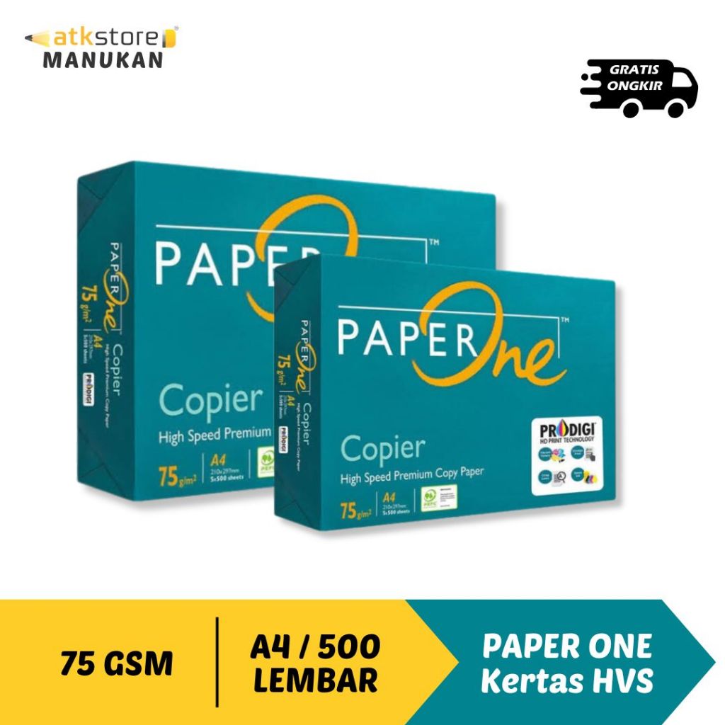 

[1 RIM] KERTAS HVS PAPERONE UKURAN A4 | 75 GSM | 1 RIM / 500 LEMBAR | KERTAS HVS / FOTOCOPY