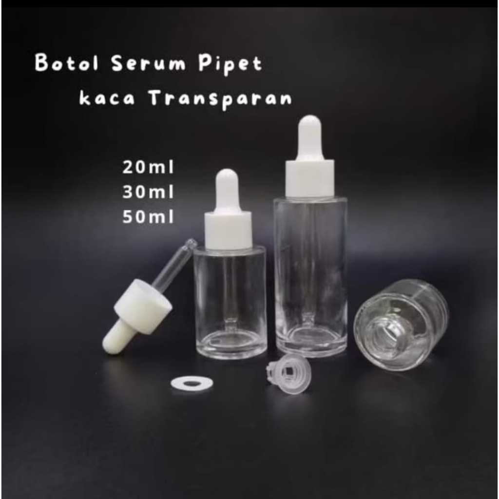 Botol Kaca Bening Serum Pipet 20ml  Botol Dropper Obat Tetes Vitamin Cair 20 ml  Pipet Kaca Bening R