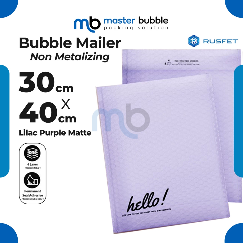 Amplop Envelope Bubble Mailer Lilac Ungu 30 x 40 cm / Security Bag Mailer Rusfet Harga Ecer Satuan