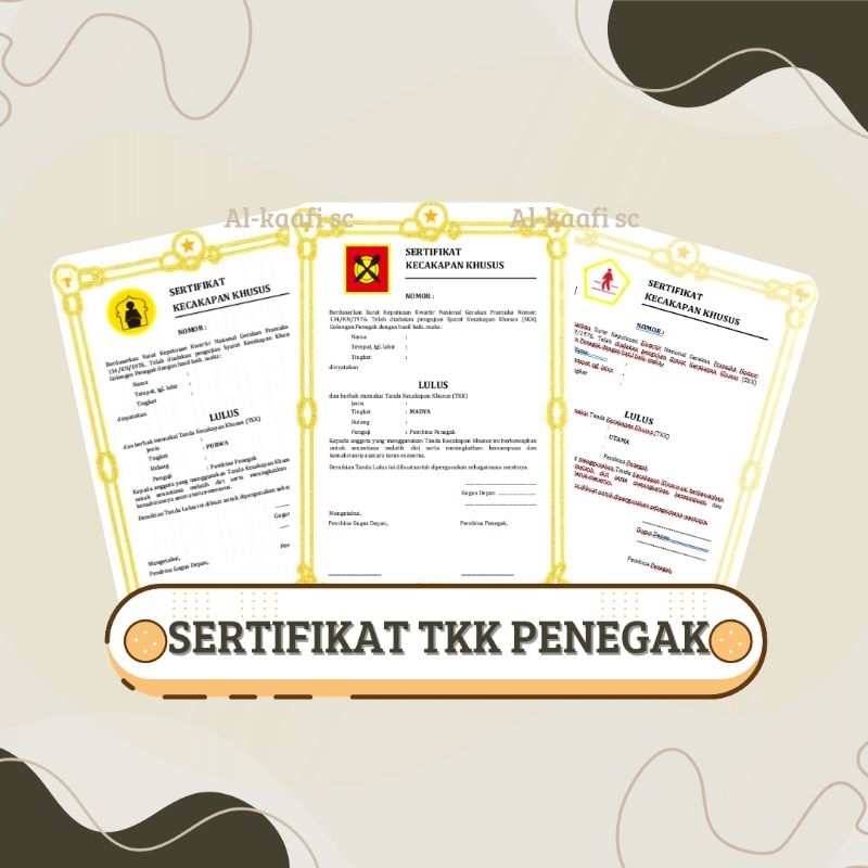 

SERTIFIKAT TANDA KECAKAPAN KHUSUS (TKK) PENEGAK SESUAI JENIS DAN BIDANG A4