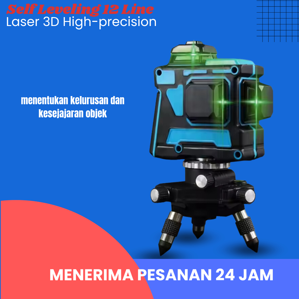 Laser level Hilda Hilda Self Leveling 12 Line Laser 3D High-precision - 3D-12 Terbaru