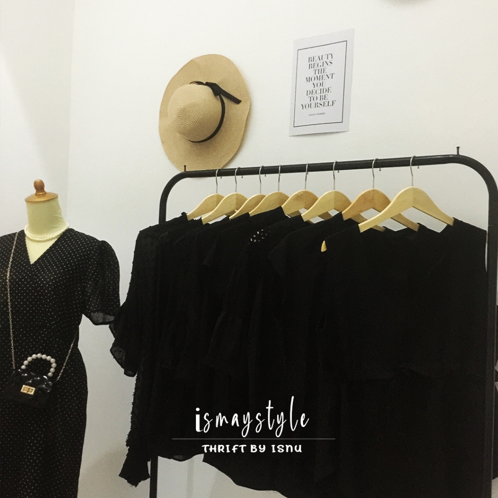 Baju Wanita Blouse Lengan Pendek Warna Hitam | Series Black