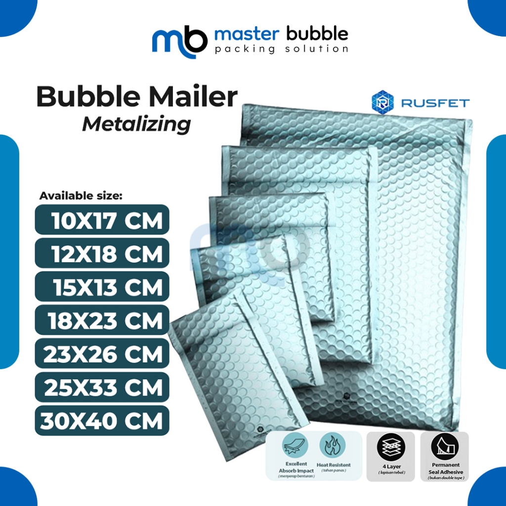 

Amplop Envelope Bubble Mailer Aqua Blue (Biru Laut) / Security Bag Mailer Rusfet Harga Ecer Satuan