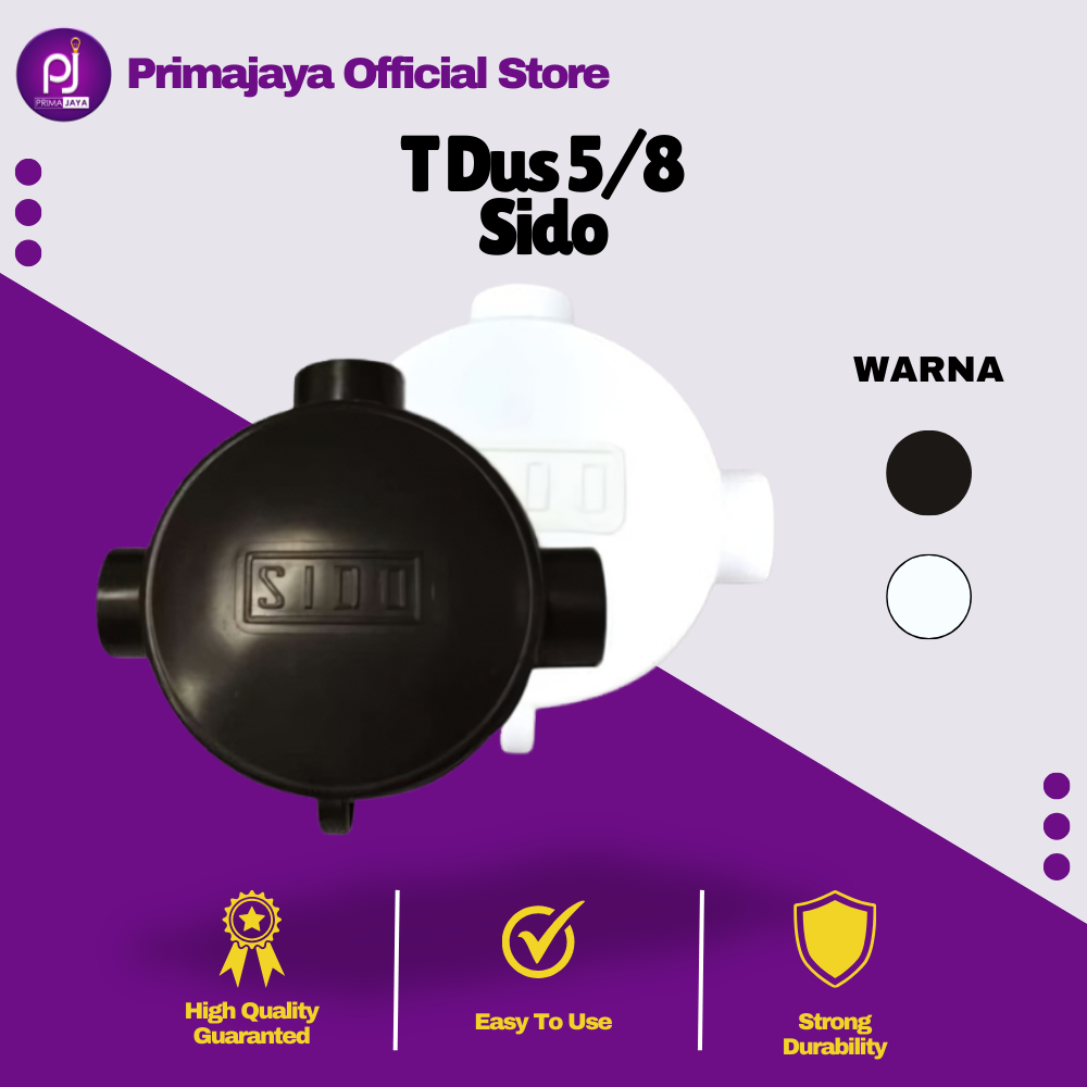 T Dus Cabang 3 Lubang 5/8 Tdus High Quality PVC Tdos Warna Putih Terminal Tedus Sambungan Pipa Kabel