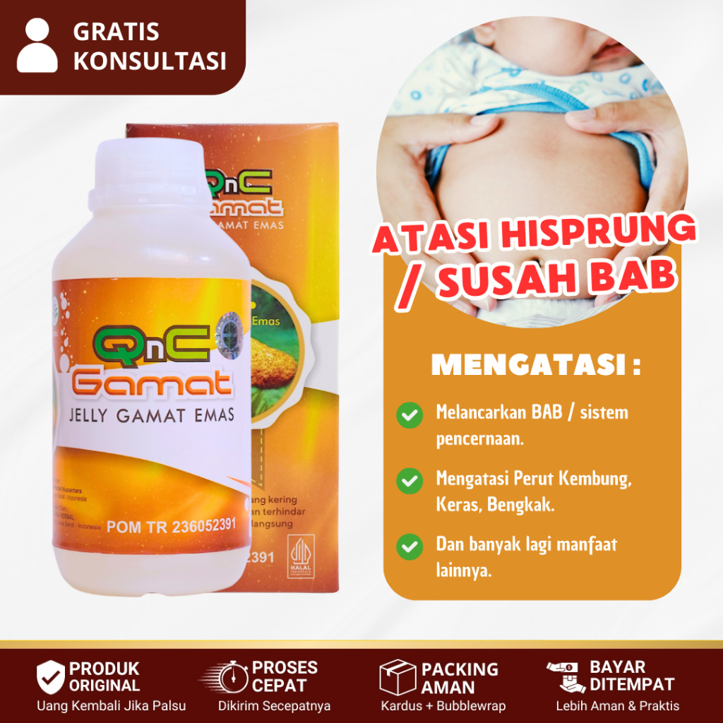 Obat Hisprung Anak, Pencahar Anak, Susah BAB, Perut Anak Kembung, Keras, Bengkak - QnC Jelly Gamat