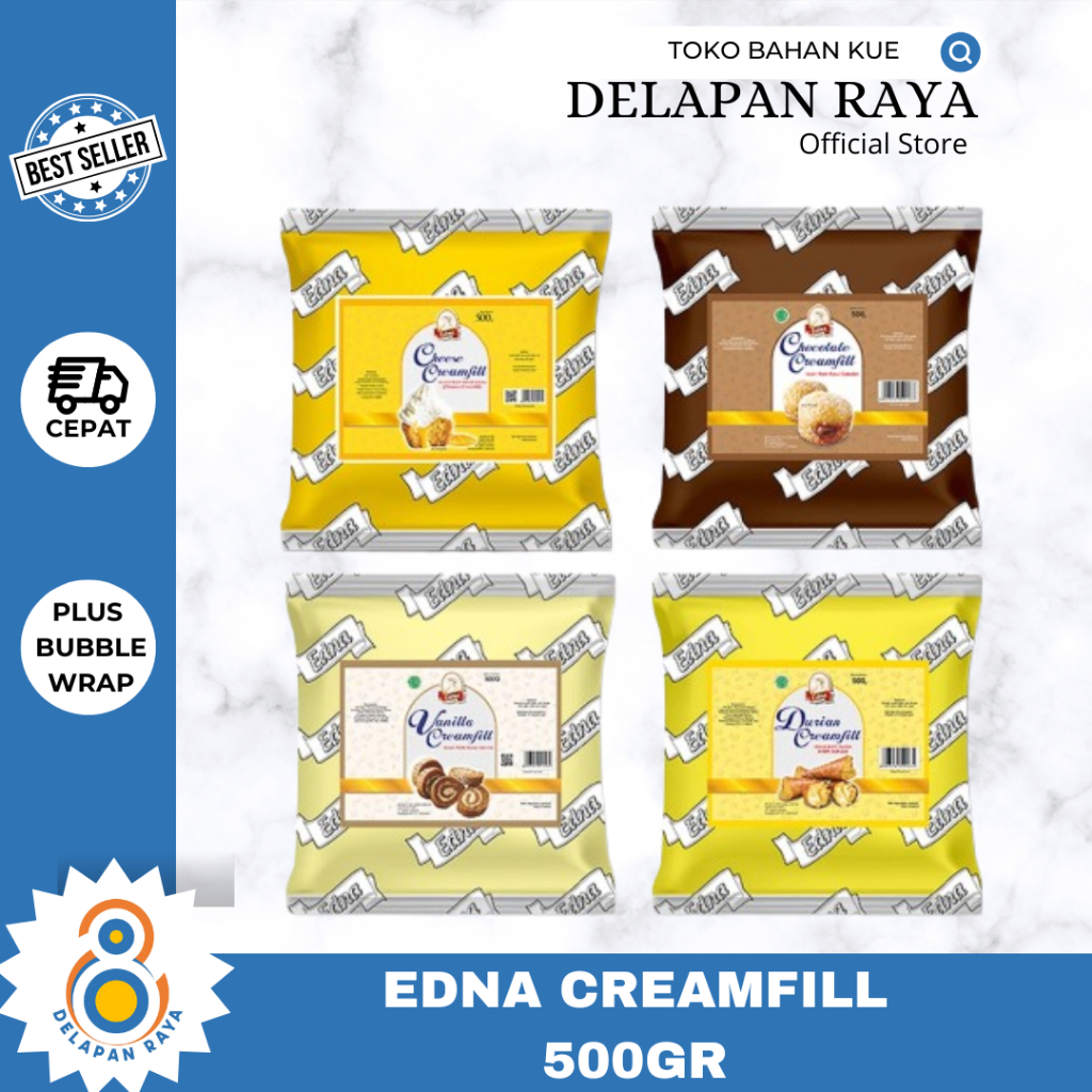 

EDNA CREAMFILL VANILLA DURIAN CHESEE COKLAT 500GR / SELAI ISIAN ROTI RASA VANILA COKLAT KEJU DURIAN -8Raya