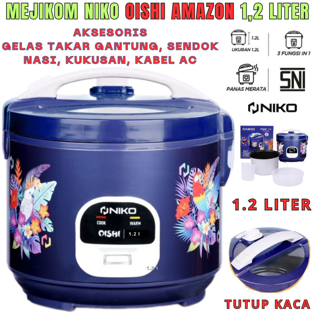 Niko Rice Cooker Mini 1.2 Liter Mejikom 3In1 Oishi Amazon Penanak Nasi | Niko Rice Cooker 1.2L Oishi