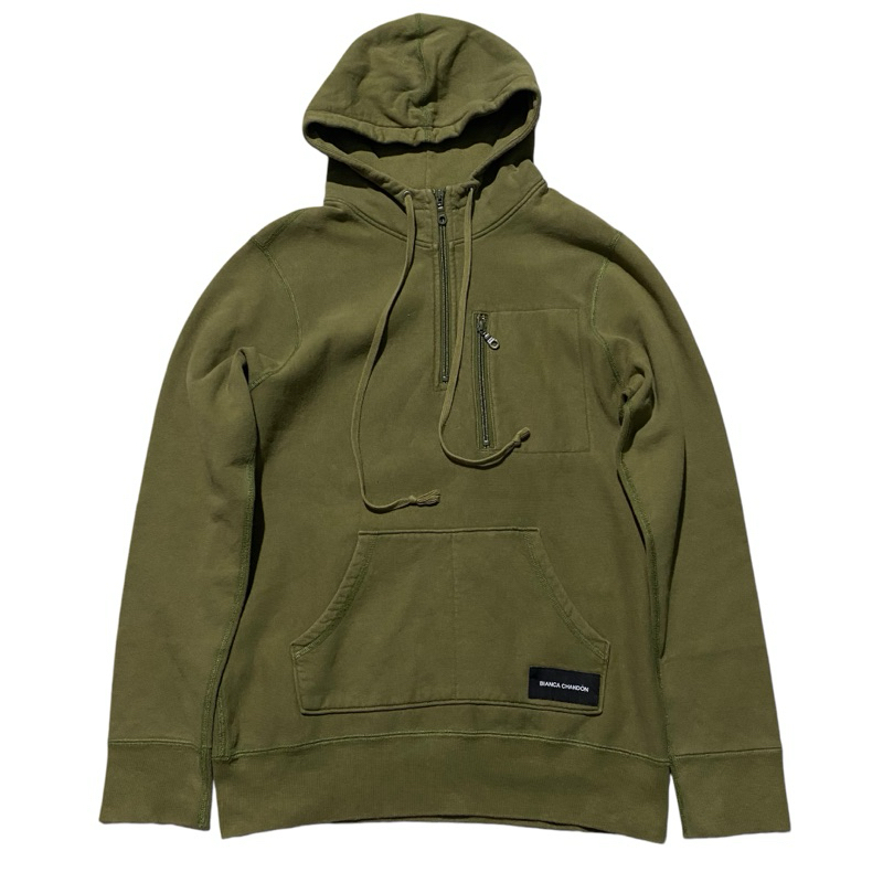 Bianca chandon travel quarter zip green olive hoodie