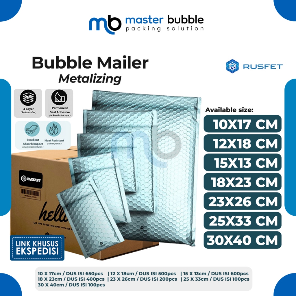 

Amplop Envelope Bubble Mailer Aquamarine Blue / Security Bag Mailer Rusfet Harga Per Dus Ekspedisi