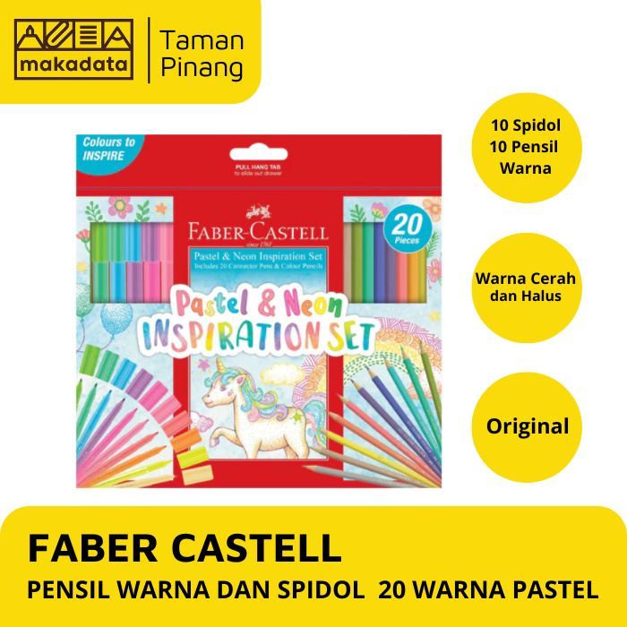 

PENSIL WARNA / COLOUR PENCIL FABER CASTELL DAN SPIDOL 20 WARNA PASTEL NEON PACK 155035