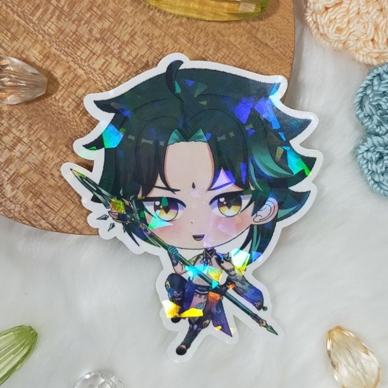 Sticker Hologram Brokenglass Fanmerch Genshin Impact Xiao Original Fanart by Merch Trove