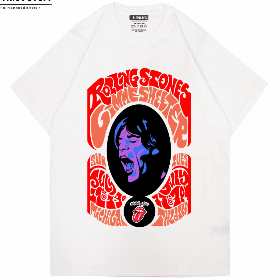 Kaos Band Rolling Stone Gimme Shelter Tshirt Vintage Pria Wanita