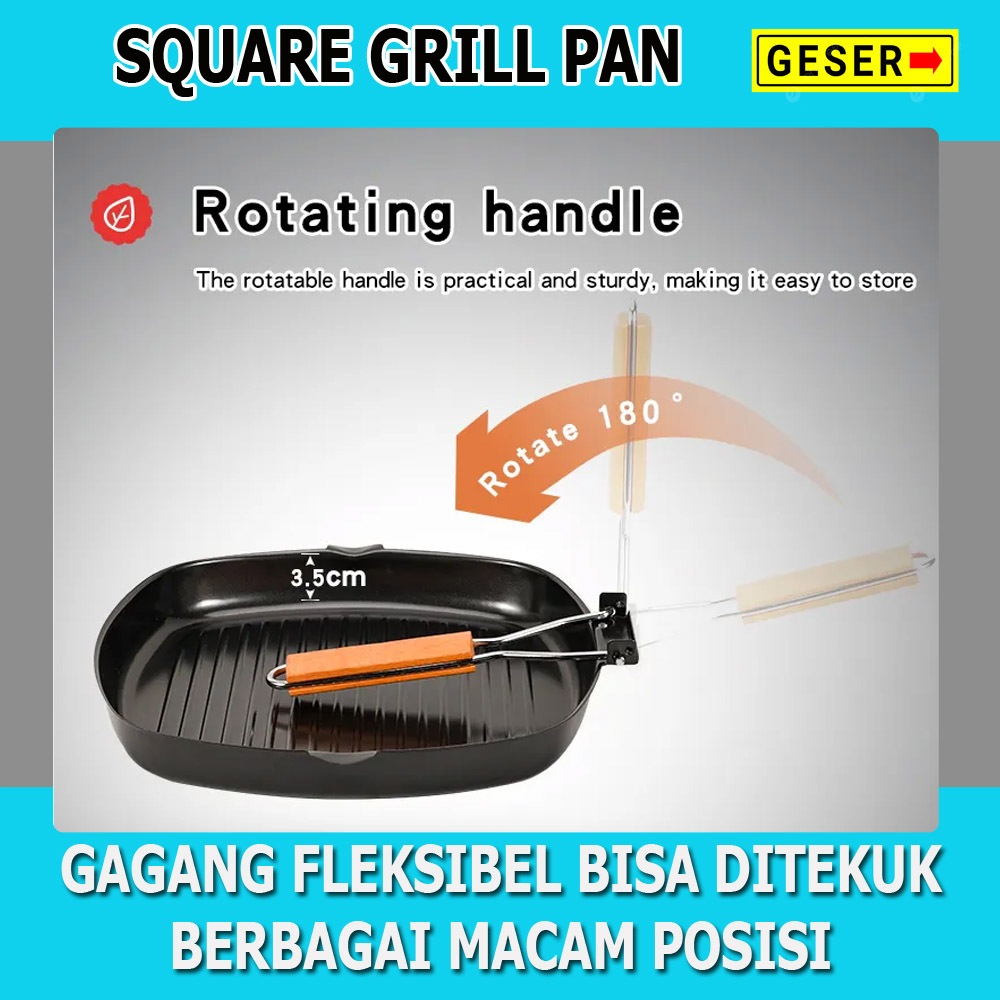 Pemanggang Square Grill Pan 20cm / Alat Panggang Grill Pan 20cm