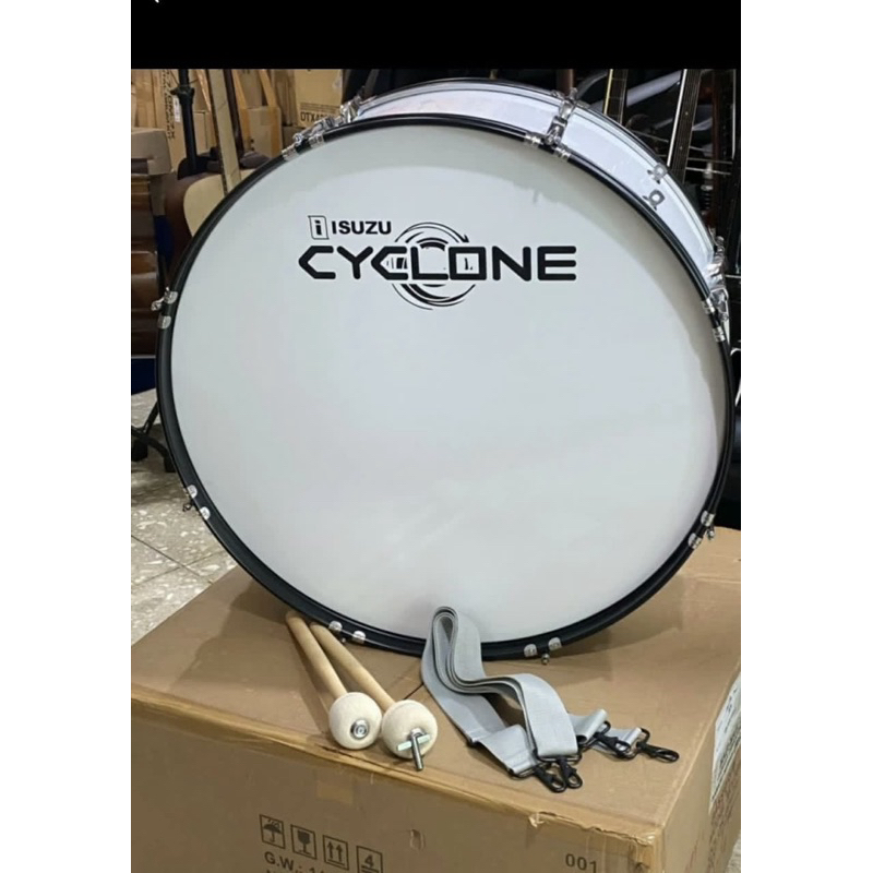 Bass Drumband 28 inchi Cyclone Isuzu 28”x10” JBMB2810 Putih, Marchingband