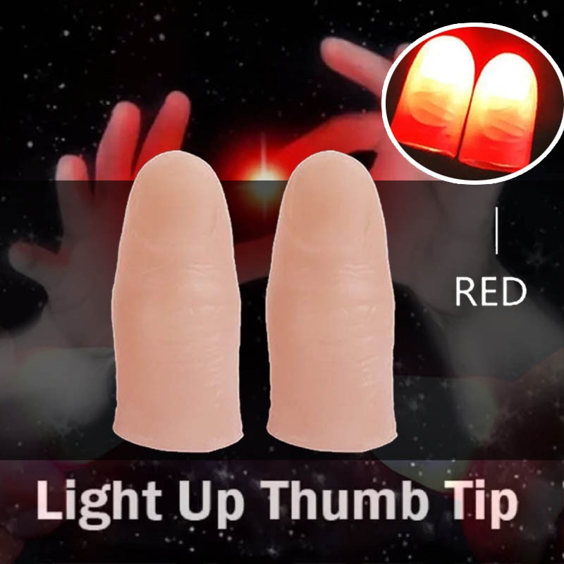 1 Pasangan Alat Sulap Jempol Menyala Jari Sulap Jempol Palsu Sulap Lampu Led Untuk Pertunjukan Sulap