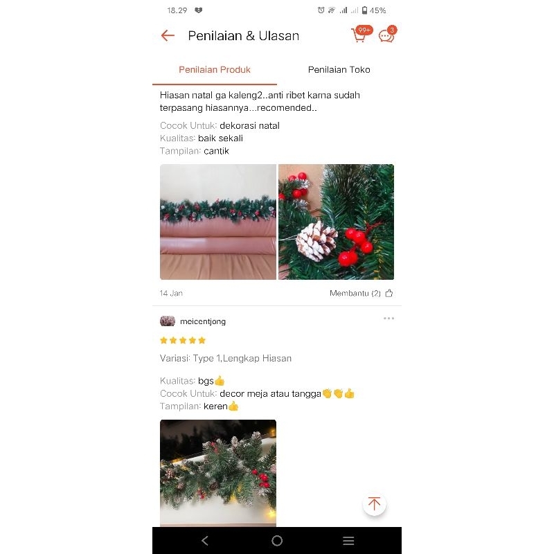 Aksesoris Natal Garland Dengan Dekorasi / Garland Hias Ornamen Natal 1,8M