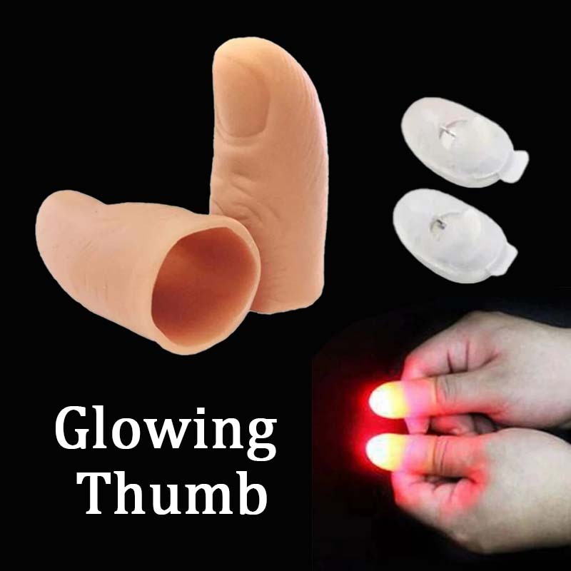 Jempol Palsu Sulap 1 Pasangan Alat Sulap Jempol Menyala Mainan Jempol Sulap Lampu Led