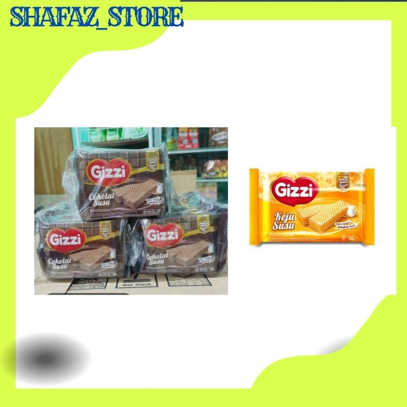 

Gizzi Waffer 39 Gr Varian Rasa Keju & Cokelat 1 Renceng isi 10