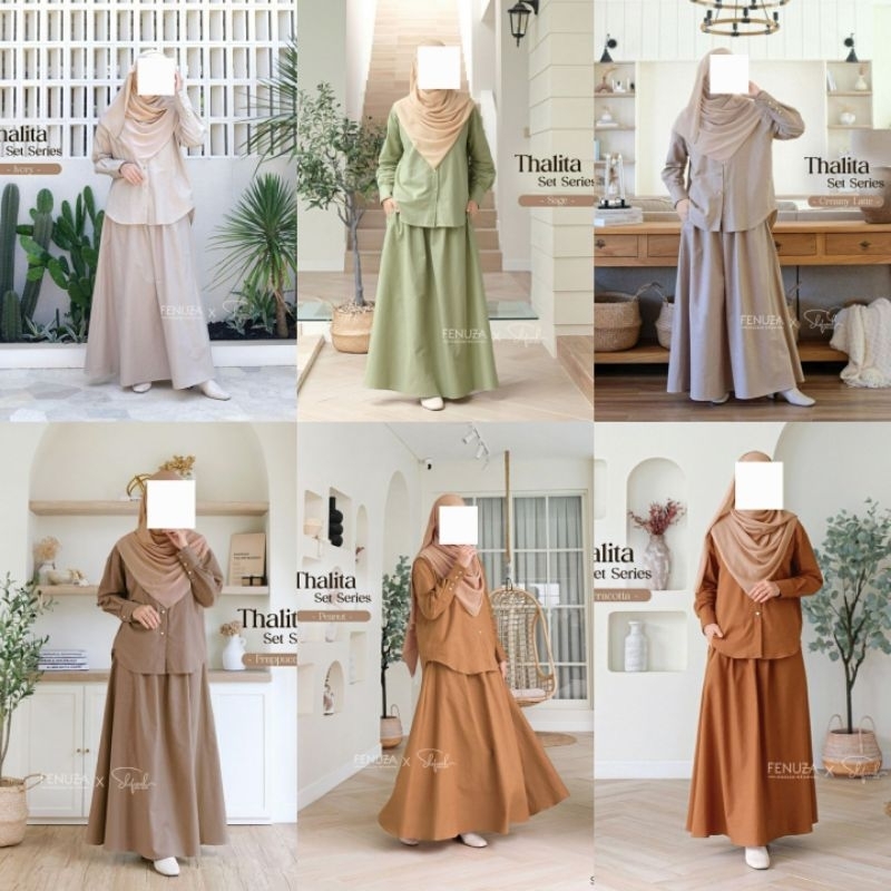 Thalita Series by Fenuza Blouse dan Rok Bahan Linen Rami