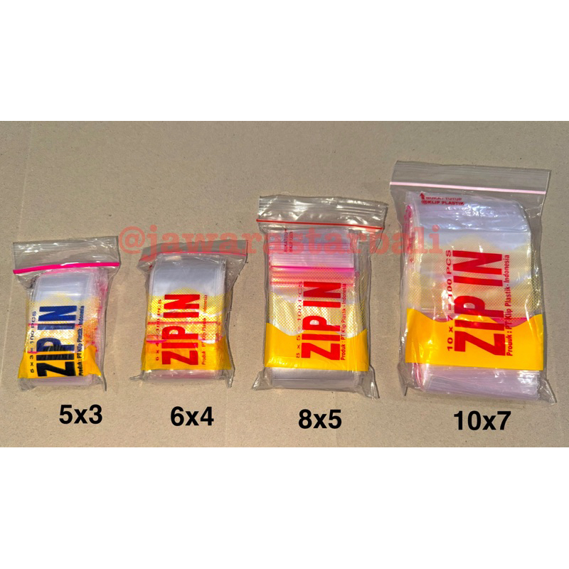 Plastik Klip Kecil ZIP IN 100 pcs / Ziplock / Zipper 5x3 6x4 8x5 10x7