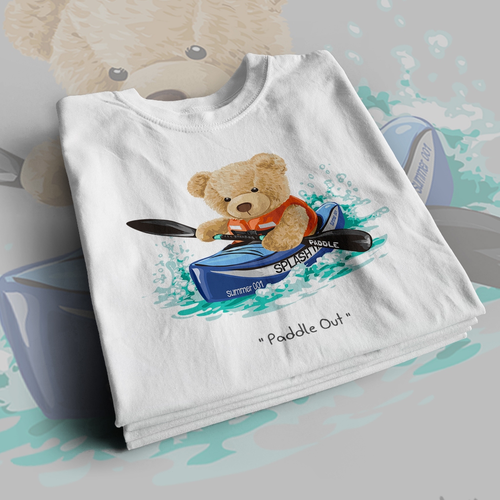 Kaos Oversize Teddy Bear Katun Adem Halus, T Shirt Unisex Distro Pria Wanita