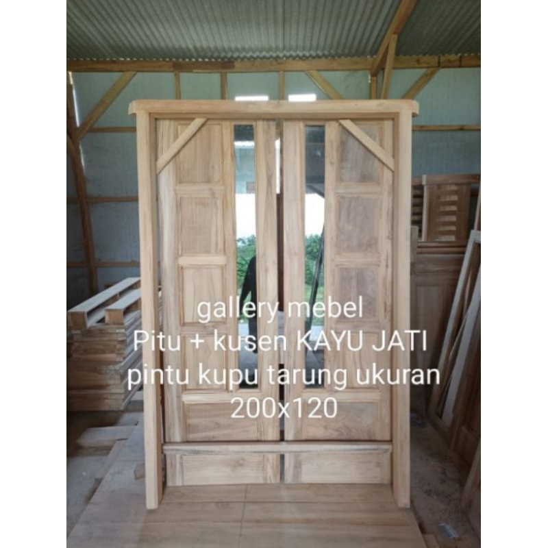 Ready stok.Daun pintu utama + kusen kayu jati perhutani