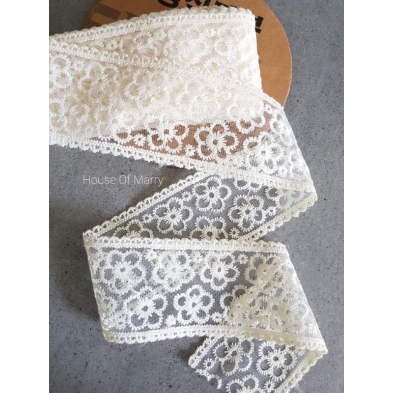 

PITA RENDA BORDIR 6 CM | JUAL PER YARD=90 CM