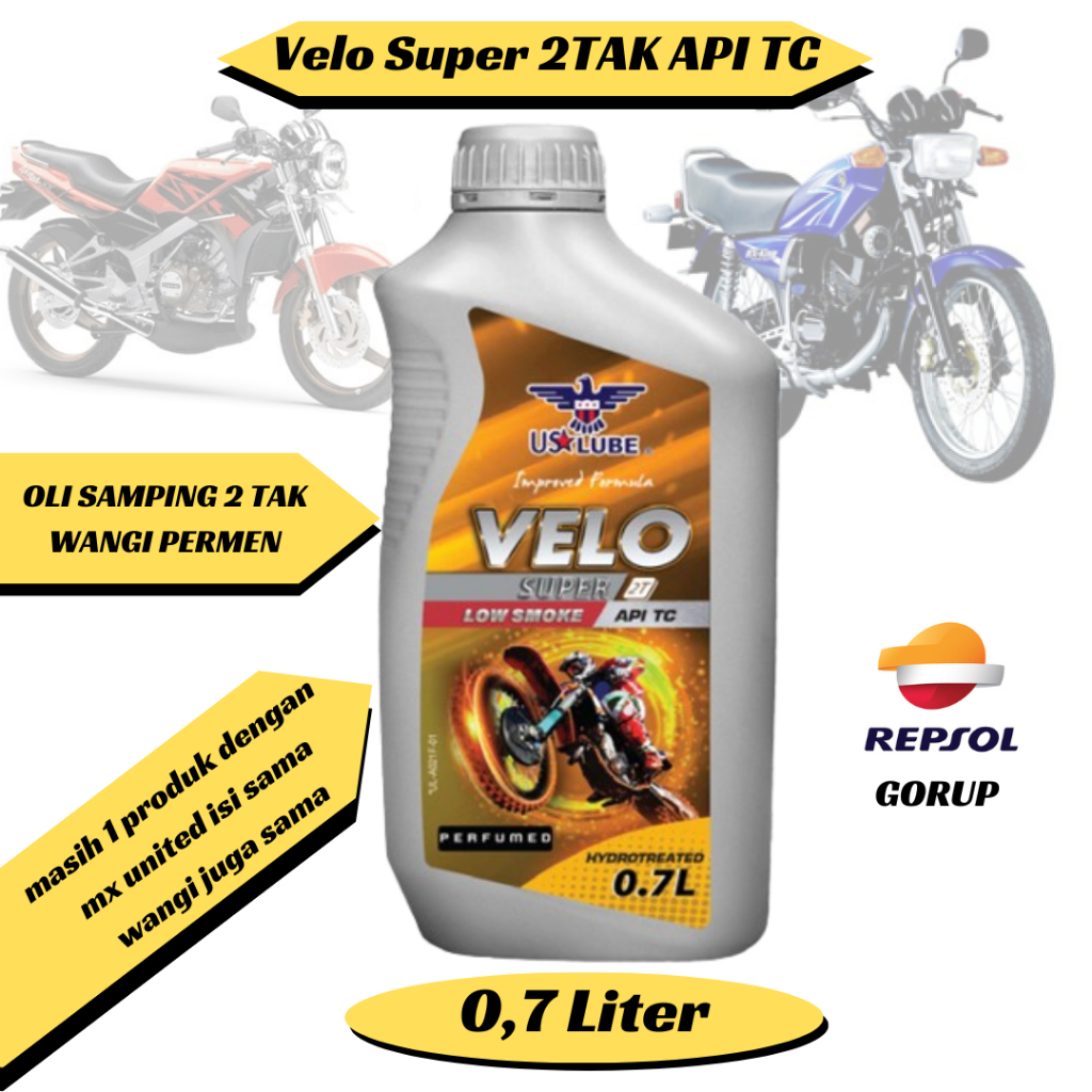 VELO Oli samping 2 tak wangi permen karet us API TC JASO FC Velo 0,7 ML parfumed low smoke rx king