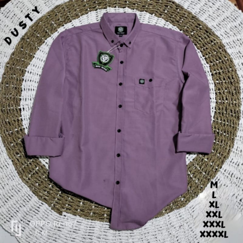 Kemeja Dusty Pria Lengan Panjang Formal Hem Polos Pria Casual Kemeja Kantor Pria Dusty Ungu