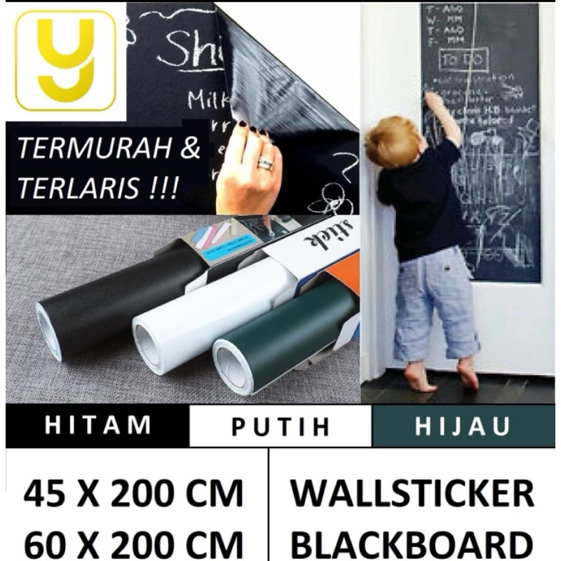 

Stiker Papan Tulis Whiteboard Blackboard Spidol dan Kapur Tempel Hitam,Putih dan Hijau 60cm x 200 - 90 cm x 200 cm