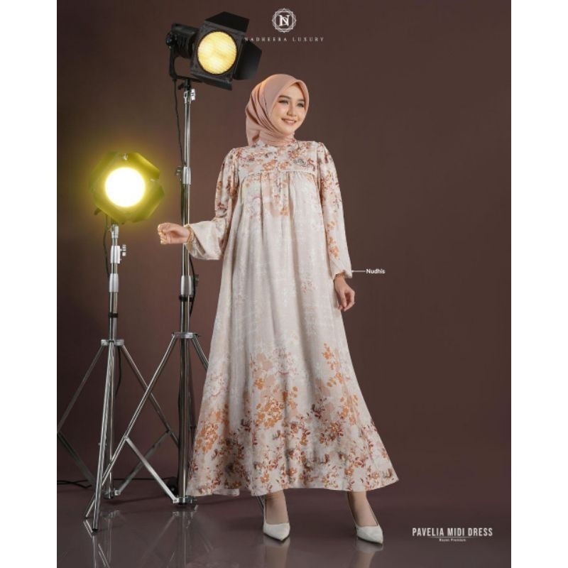 PAVELIA MIDI Dress By Nadheera luxury Gamis dress mini Tunik wanita fashion muslim rayon premium kek