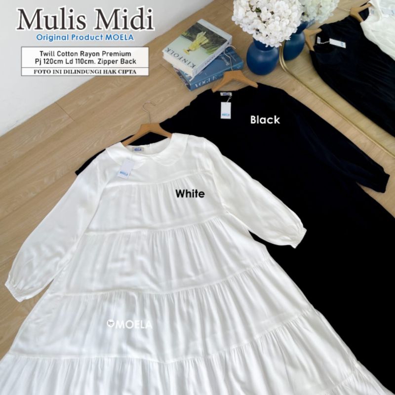 Gamis/Midi Hitam & Putih Original by. Moela