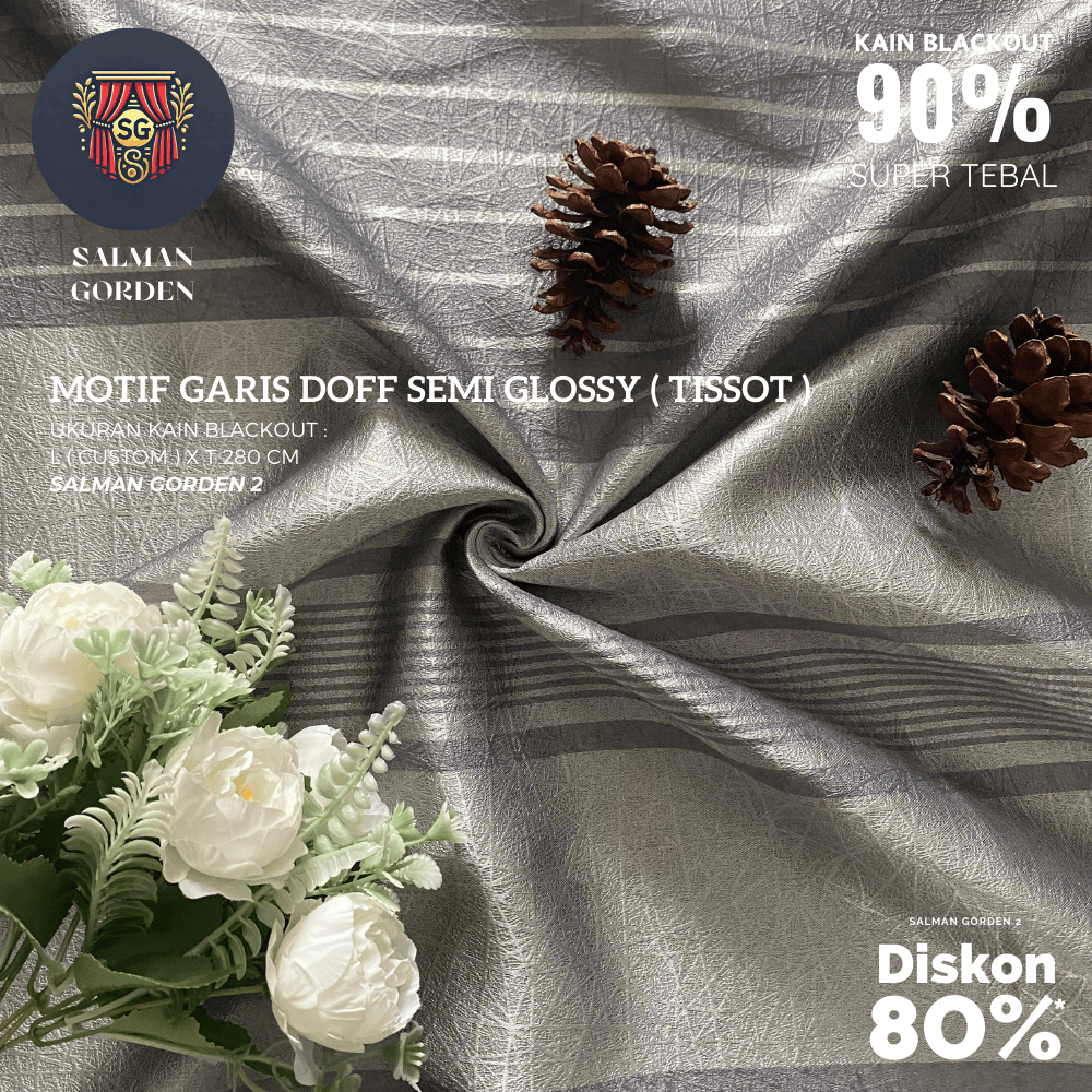 KAIN GORDEN BLACKOUT POLOS METERAN CUSTOM MOTIF GARIS DOFF SEMI GLOSSY ( KAIN BLACKOUT 85% - 95% - K