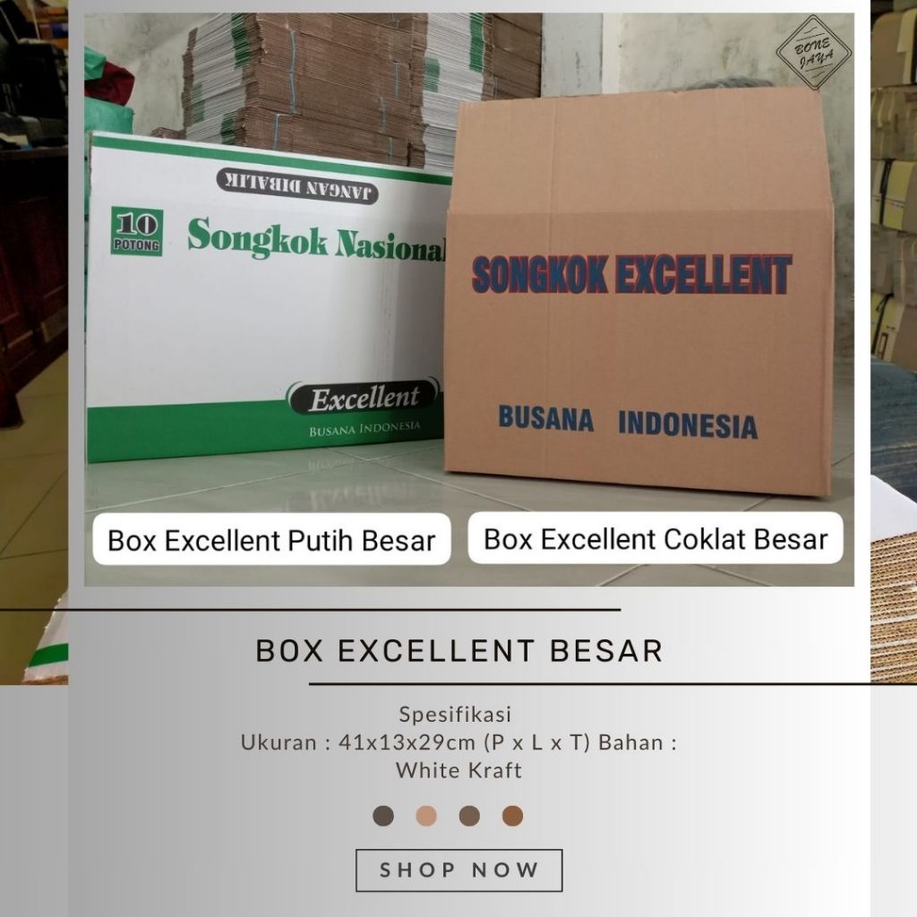 

Ecer Lembaran Box Besar Excellent Box Songkok Ukuran 47x14,5x31(PxLxT)