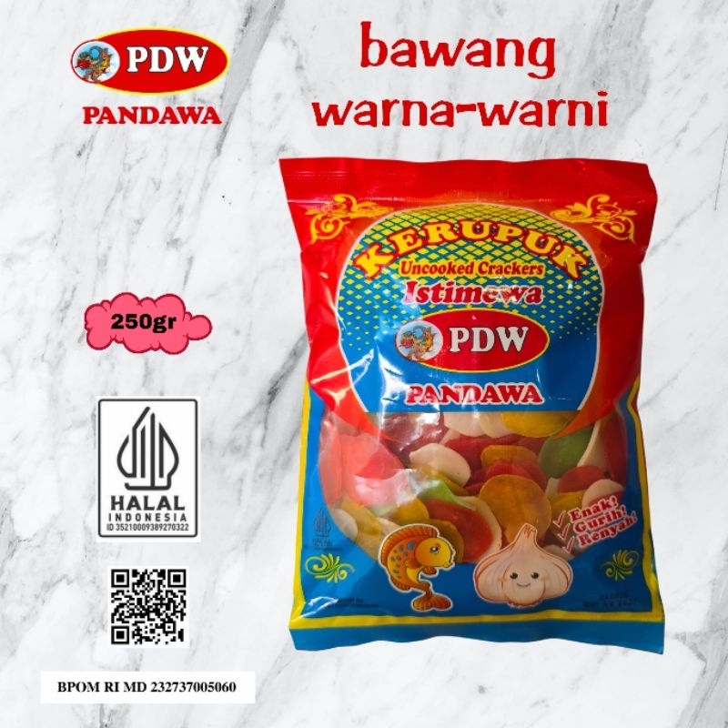 

Kerupuk Pandawa / Krupuk Bawang Warna Warni / 250gr