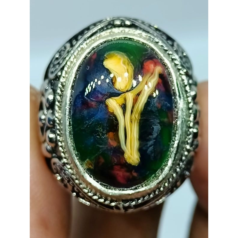 Cincin Batu Panca Warna Motip Kris