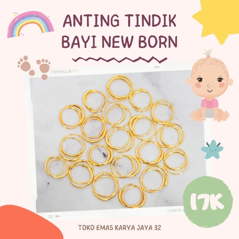 Anting EMAS TUA Tindik Bulat Bayi New Born. Anting EMAS TUA Tindik Bayi Baru Lahir 17K