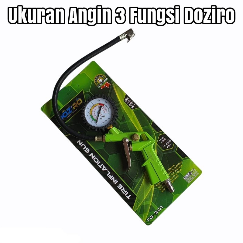 Doziro Alat isi angin 3 fungsi / Pengukur tekanan angin ban motor mobil