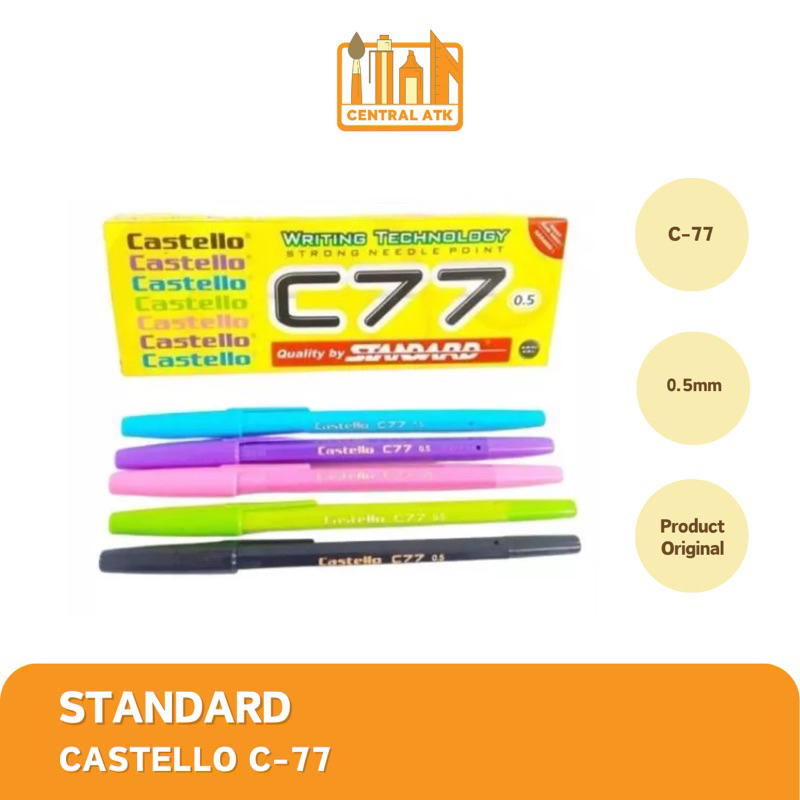 

BOLPEN / BALLPOINT / PULPEN STANDARD CASTELLO C77 0.5MM HITAM (1 PACK)