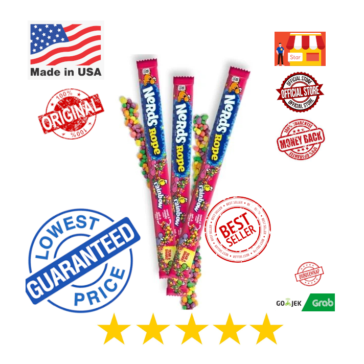 

Nerds Rope Candy USA | Rainbow | Permen | Kunyah Aneka Rasa Buah | Asem Rope| Pelangi | 0.92 Ounce
