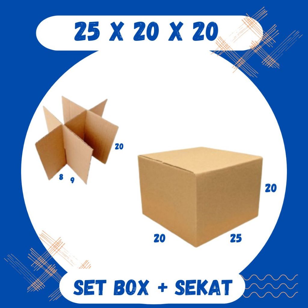 

Set Box 25x20x20 + Sekat 6 @9x8x20 Box Dus Packing Kotak Kardus Kemasan Karton