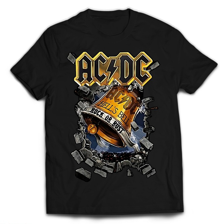 KAOS DEWASA BAND ACDC HEEL'S BELL KAOS VINTAGE STREETWEAR BAJU ACDC KEREN KAOS PRIA WANITA UNISEX
