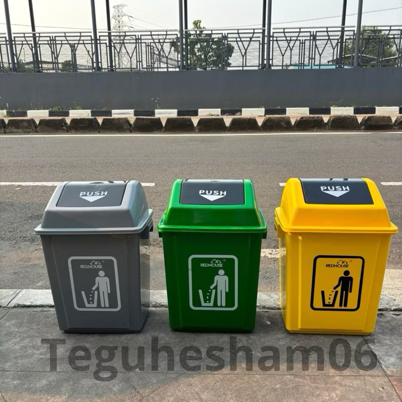 Redhouse - Tempat Sampah Tutup Swing 20 Liter - Tempat Sampah Hijau, Kuning, Abu-abu - Tong Sampah /
