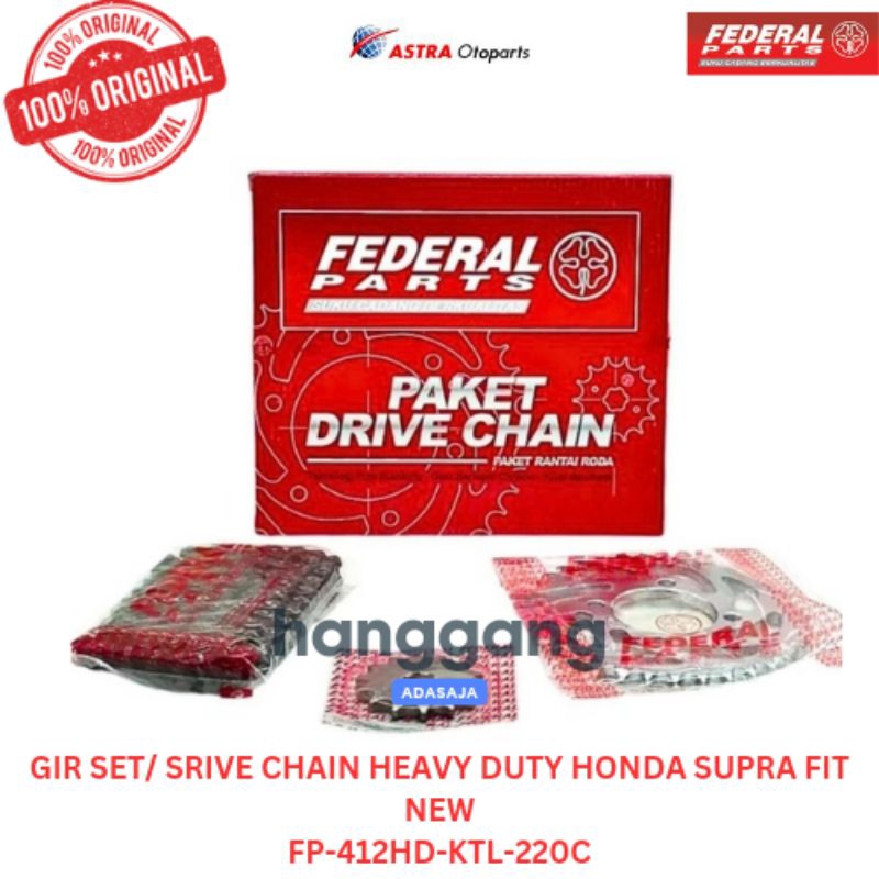 Gir Set Drive Chain Kit Motor Supra Fit New KTL Heavy Duty Federal Ori