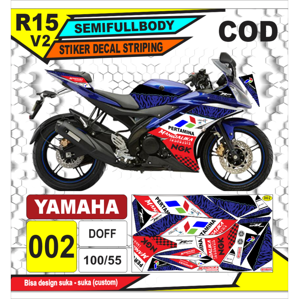 Decal Sticker Striping Variasi Yamaha R15 V2 Edisi Mandalika
